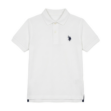 Load image into Gallery viewer, U.S. POLO ASSN Polo shirt bianca per bambini e ragazzi con logo in cotone piquet