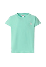 Load image into Gallery viewer, U.S. POLO ASSN T-shirt verde acqua a maniche corte per bambine e ragazze con logo ricamato - Junior &amp; Co.it