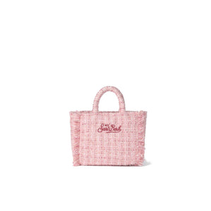 Mc2 Saint Barth Borsa Vanity Mini in Lana con Motivo Tweed Rosa Dimensioni: 20 x 19 x 10 cm