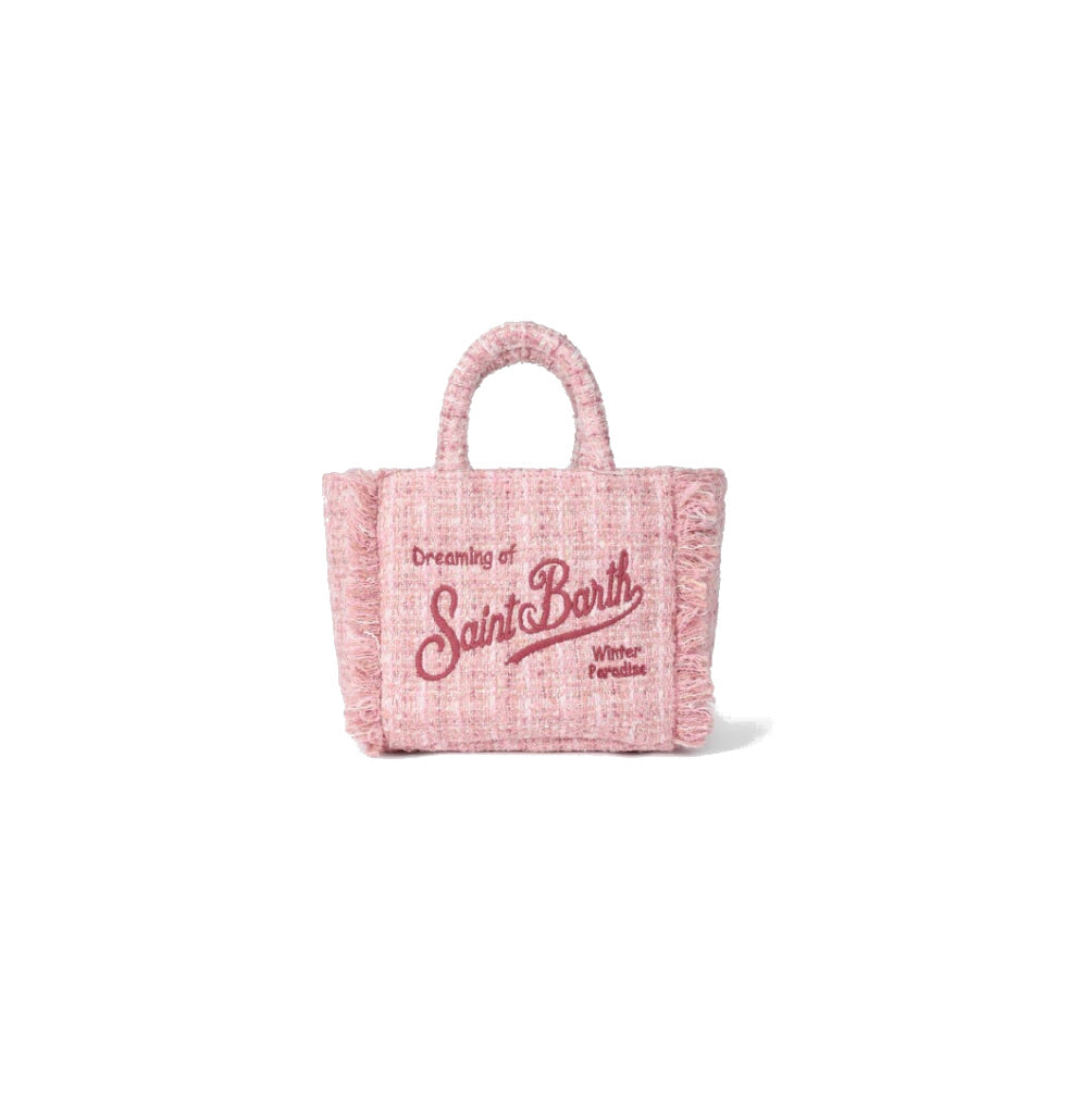 Mc2 Saint Barth Borsa Vanity Mini in Lana con Motivo Tweed Rosa Dimensioni: 20 x 19 x 10 cm