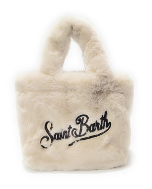 Mc2 Saint Barth Borsa Vanity Mini Soft Panna Con Logo Ricamato Dimensioni: 20 x 19 x 10 cm