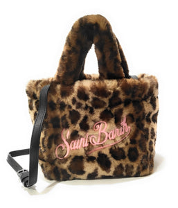 Mc2 Saint Barth Borsa Vanity Mini Soft Leopardata Con Logo Ricamato Rosa Dimensioni: 20 x 19 x 10 cm