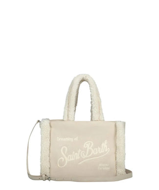 Mc2 Saint Barth Borsa Vanity Mini in Shearling Beige con Ricamo Dimenioni: 20 x 19 x 10 cm