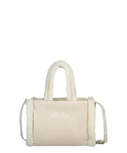 Carica l&#39;immagine nel visualizzatore di Gallery, Mc2 Saint Barth Borsa Vanity Mini in Shearling Beige con Ricamo Dimenioni: 20 x 19 x 10 cm