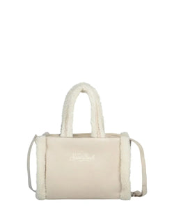 Mc2 Saint Barth Borsa Vanity Mini in Shearling Beige con Ricamo Dimenioni: 20 x 19 x 10 cm
