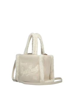 Mc2 Saint Barth Borsa Vanity Mini in Shearling Beige con Ricamo Dimenioni: 20 x 19 x 10 cm