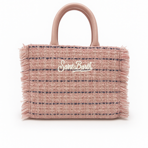 Mc2 Saint Barth Borsa Vanity Mini Tweed Shiny in lana rosa con motivo multicolore Dimensioni: 20 x 19 x 10 cm