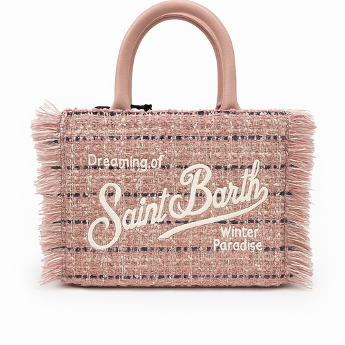 Mc2 Saint Barth Borsa Vanity Mini Tweed Shiny in lana rosa con motivo multicolore Dimensioni: 20 x 19 x 10 cm