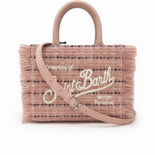 Carica l&#39;immagine nel visualizzatore di Gallery, Mc2 Saint Barth Borsa Vanity Mini Tweed Shiny in lana rosa con motivo multicolore Dimensioni: 20 x 19 x 10 cm