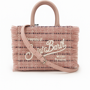 Mc2 Saint Barth Borsa Vanity Mini Tweed Shiny in lana rosa con motivo multicolore Dimensioni: 20 x 19 x 10 cm