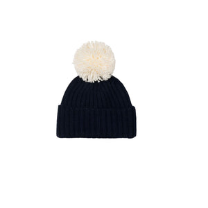 Mc2 Saint Barth Cappello Blu Wengen con Pompon e Ricamo St. Barth Panna