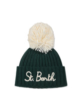 Carica l&#39;immagine nel visualizzatore di Gallery, Mc2 Saint Barth Cappello Verde Wengen con Pompon e Ricamo St. Barth Panna