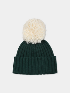 Mc2 Saint Barth Cappello Verde Wengen con Pompon e Ricamo St. Barth Panna