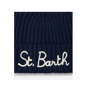 Mc2 Saint Barth Cappello Blu Wengen con Ricamo St. Barth Panna