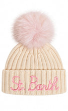 Load image into Gallery viewer, MC2 SAINT BARTH Cappello Wengen Panna con Pompon e Scritta Rosa