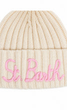 Load image into Gallery viewer, MC2 SAINT BARTH Cappello Wengen Panna con Pompon e Scritta Rosa