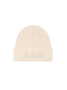 Mc2 Saint Barth Cappello Wengen Bianco con Ricamo St. Barth in Lurex Argento
