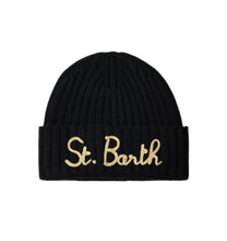 Carica l&#39;immagine nel visualizzatore di Gallery, Mc2 Saint Barth Cappello Wengen Nero con Ricamo St. Barth in Lurex Oro