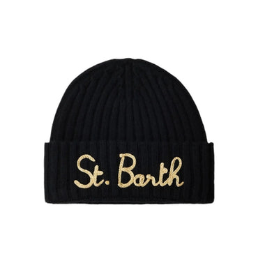 Mc2 Saint Barth Cappello Wengen Nero con Ricamo St. Barth in Lurex Oro