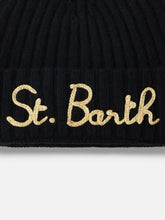 Carica l&#39;immagine nel visualizzatore di Gallery, Mc2 Saint Barth Cappello Wengen Nero con Ricamo St. Barth in Lurex Oro