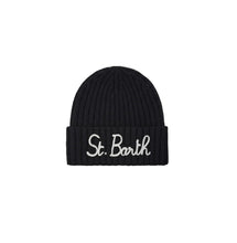 Load image into Gallery viewer, MC2 SAINT BARTH Cappello Wengen Nero con Ricamo St. Barth in Lurex Argento