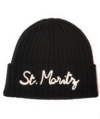 Mc2 Saint Barth Cappello Nero Wengen con Ricamo Argento St. Moritz