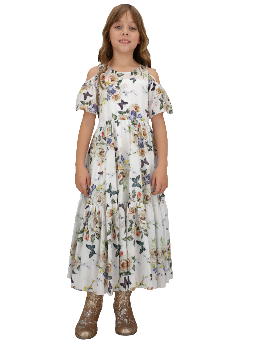 Abito MONNALISA stampa rose e farfalle taglia 12-13 anni Sconto 50% - Junior & Co.it