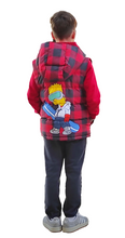 Carica l&#39;immagine nel visualizzatore di Gallery, z. Gilet in Piumino Klosters Motivo Check Rosso Nero con Stampa sul Dietro. 6-8-10 anni Sconto 50%