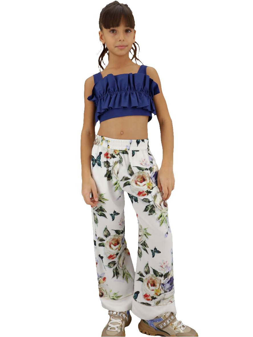Pantalone MONNALISA stampa rose e farfalle - Junior & Co.it