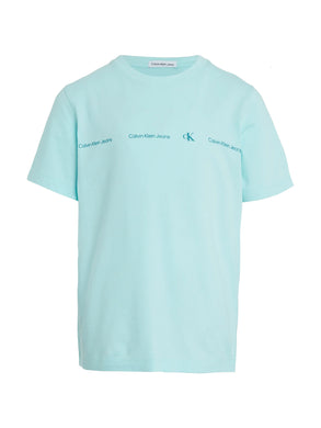 CALVIN KLEIN JEANS T-shirt celeste con scritta