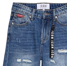 Carica l'immagine nel visualizzatore di Gallery, Bermuda blu jeans con logo spray  1045 - Junior &amp; Co.it