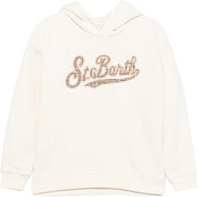 Load image into Gallery viewer, Saint Barth MC2 Felpa con Cappuccio Mindy Panna con Inserto Logo Tartan