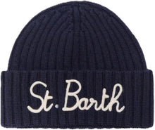 Load image into Gallery viewer, Saint Barth MC2 Cappello Wengen in Misto Cashmere Blu con ricamo.