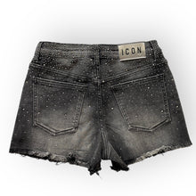 Carica l'immagine nel visualizzatore di Gallery, Short in jeans nero con strass - Junior &amp; Co.it