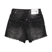 Carica l'immagine nel visualizzatore di Gallery, Short in jeans nero con strass - Junior &amp; Co.it