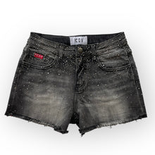 Carica l'immagine nel visualizzatore di Gallery, Short in jeans nero con strass - Junior &amp; Co.it