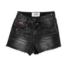 Carica l'immagine nel visualizzatore di Gallery, Short in jeans nero con strass - Junior &amp; Co.it