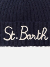 Load image into Gallery viewer, Saint Barth MC2 Cappello Wengen in Misto Cashmere Blu con ricamo.