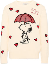 Carica l'immagine nel visualizzatore di Gallery, Saint Barth MC2 Maglia Panna in Misto Cashmere Princess con Jacquard Snoopy e Scritta Falling in Love