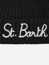 Carica l'immagine nel visualizzatore di Gallery, Saint Barth MC2 Cappello Wengen Nero con Ricamo St. Barth in Lurex Argento