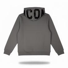 Load image into Gallery viewer, Felpa con Cappuccio ICON 'I'M ICON' e Maxi Logo sul Retro - Grigi - Junior &amp; Co.it