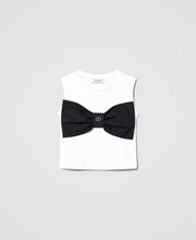 Carica l&#39;immagine nel visualizzatore di Gallery, T-shirt TWIN SET con maxi fiocco in popeline