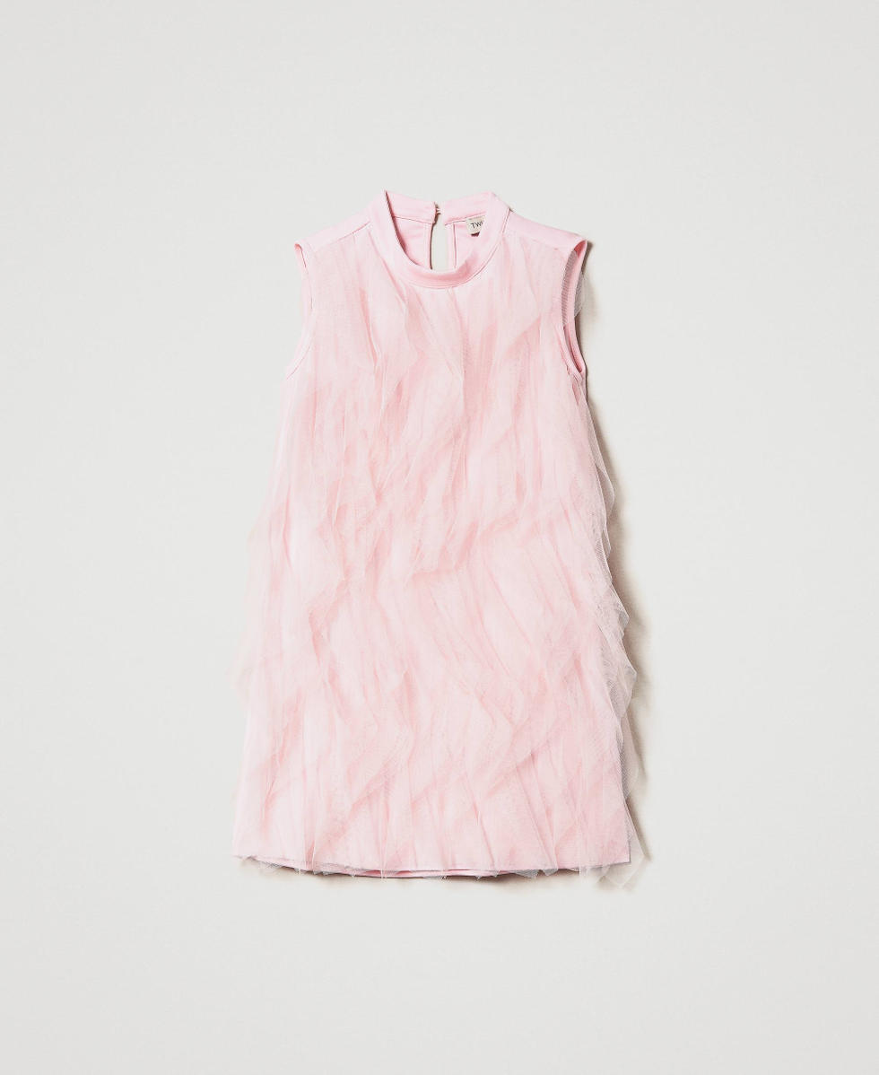 Abito TWIN SET balze di tulle rosa - Main Image