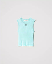 Carica l&#39;immagine nel visualizzatore di Gallery, T-shirt TWIN SET fitted azzurra