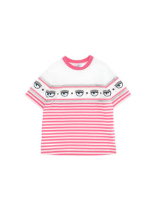 Maxi t-shirt Chiara Ferragni righe bianco fucsia