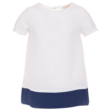 T-shirt MONNALISA bianca orlo blu - Junior & Co.it