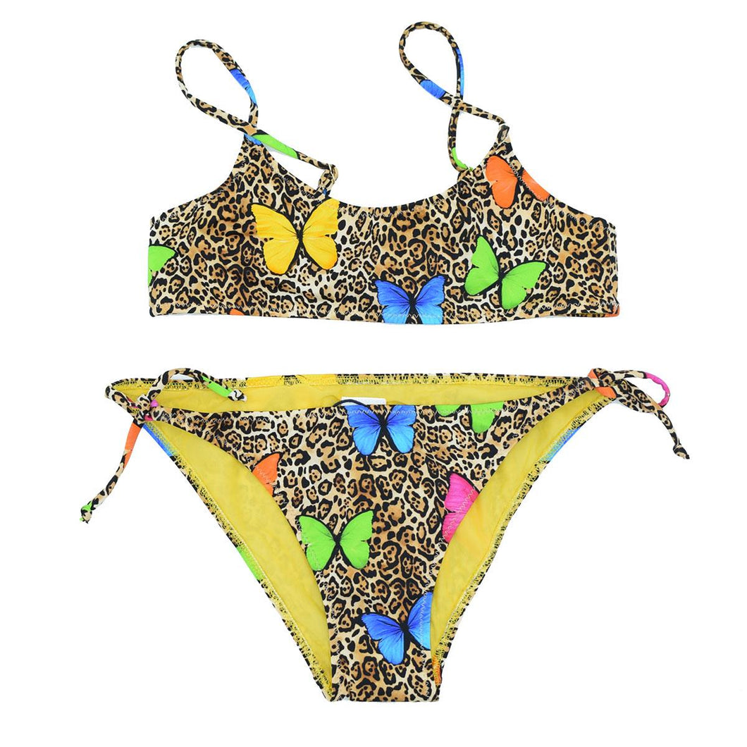 Costume 2 pezzi MC2 SAINT BARTH leopardato stampa farfalle 16 Anni