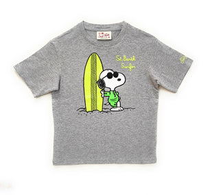 T-shirt MC2 SAINT BARTH grigio melange stampa Snoopy Surfer 4 Anni